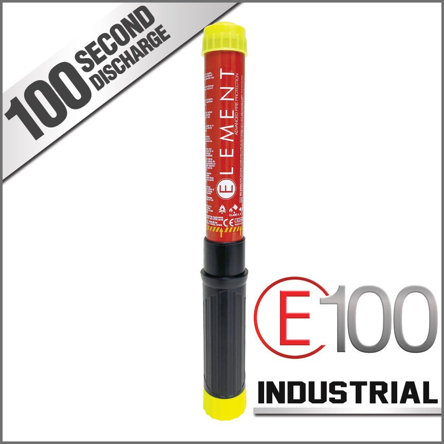 Element Fire Extinguisher, E100, Gaseous Extinguishing Agent, Ce/ Rina Approved, Aluminum/ Plastic, Red with Black Handle – 40100