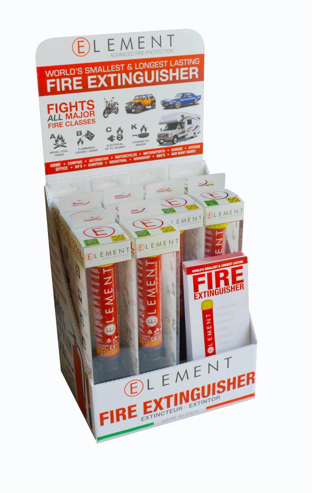 Element Fire Extinguisher, Gaseous Extinguishing Agent, Ce/ Rina Approved, Aluminum/ Plastic, Red with Black Handle, 50 Seconds of Discharge – 50050