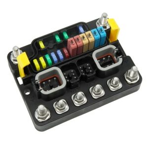 Egis Mobile Fuse Block, Mt Series, 250 Amps, With 12 Circuit Positions, Uses Atm/Mini Blade Style Fuses, With Protective Cover – 3412B