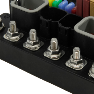 Egis Mobile Fuse Block, Mt Series, 250 Amps, With 12 Circuit Positions, Uses Atm/Mini Blade Style Fuses, With Protective Cover – 3412B