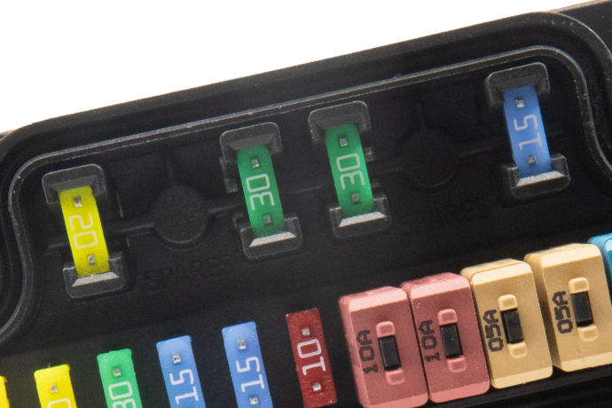 Egis Mobile Fuse Block, Mt Series, 250 Amps, With 12 Circuit Positions, Uses Atm/Mini Blade Style Fuses, With Protective Cover – 3412B
