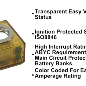 Egis Mobile Fuse, Terminal Fuse, Mrbf, 30 Amp, No, Single, 58 Volt DC, IP66 Protection Rating – 3603-030