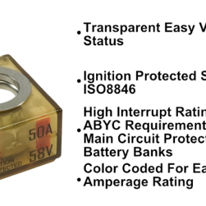 Egis Mobile Fuse, Terminal Fuse, Mrbf, 50 Amp, No, Single, 58 Volt DC, IP66 Protection Rating – 3603-050