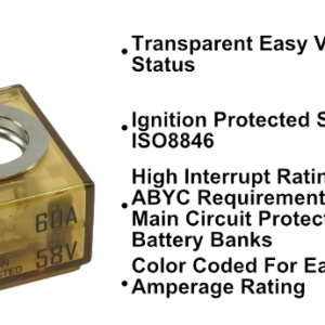Egis Mobile Fuse, Terminal Fuse, Mrbf, 60 Amp, No, Single, 58 Volt DC, IP66 Protection Rating – 3603-060
