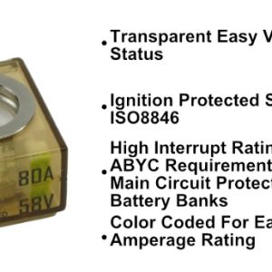 Egis Mobile Fuse, Terminal Fuse, Mrbf, 80 Amp, No, Single, 58 Volt DC, IP66 Protection Rating – 3603-080