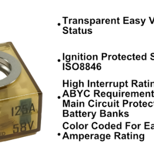 Egis Mobile Fuse, Terminal Fuse, Mrbf, 125 Amp, No, Single, 58 Volt DC, IP66 Protection Rating – 3603-125