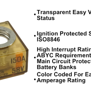 Egis Mobile Fuse, Terminal Fuse, Mrbf, 150 Amp, No, Single, 58 Volt DC, IP66 Protection Rating – 3603-150