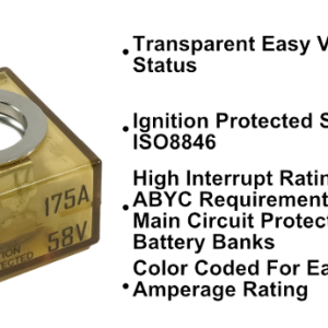 Egis Mobile Fuse, Terminal Fuse, Mrbf, 175 Amp, No, Single, 58 Volt DC, IP66 Protection Rating – 3603-175
