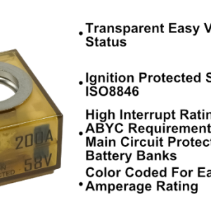 Egis Mobile Fuse, Terminal Fuse, Mrbf, 200 Amp, No, Single, 58 Volt DC, IP66 Protection Rating – 3603-200