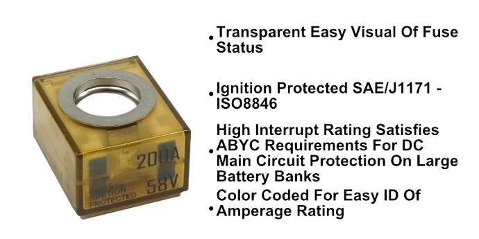 Egis Mobile Fuse, Terminal Fuse, Mrbf, 250 Amp, No, Single, 58 Volt DC, IP66 Protection Rating – 3603-250