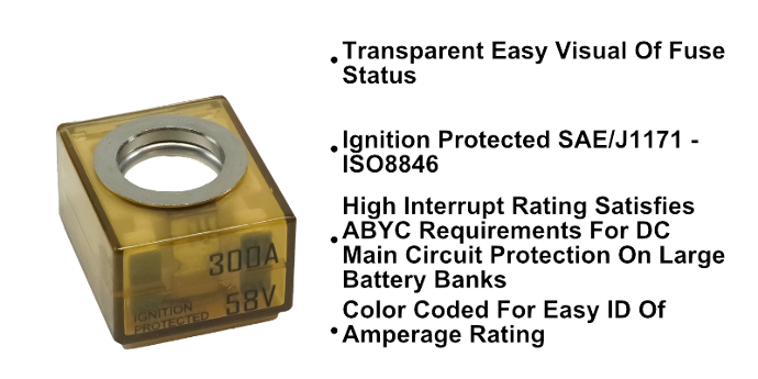 Egis Mobile Fuse, Terminal Fuse, Mrbf, 300 Amp, No, Single, 58 Volt DC, IP66 Protection Rating – 3603-300