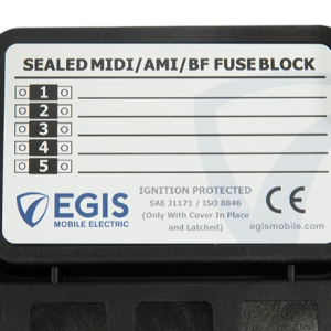 Egis Mobile Fuse Block, 200 Amp, With 5 Circuit, Uses Midi Blade Style Fuses, With Protective Cover, With Two Spare Fuses and Four Screws – 3908