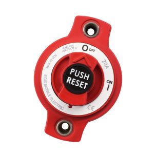 Egis Mobile Circuit Breaker, 20 Amp, Switchable/ Manual Reset, Single, 42 Volt DC, Panel Mount – 4701-20