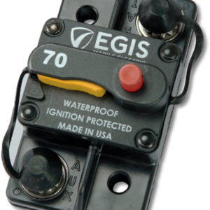 Egis Mobile Circuit Breaker, 85 Series, 70 Amp, Switchable/ Manual Reset, Single, 48 Volt DC, 1/4 Inch-28 Stud Terminal, Surface Mount – 4703-070