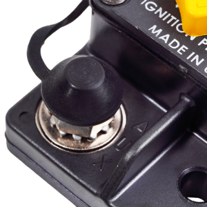 Egis Mobile Circuit Breaker, 85 Series, 70 Amp, Switchable/ Manual Reset, Single, 48 Volt DC, 1/4 Inch-28 Stud Terminal, Surface Mount – 4703-070