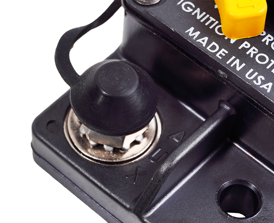 Egis Mobile Circuit Breaker, 85 Series, 70 Amp, Switchable/ Manual Reset, Single, 48 Volt DC, 1/4 Inch-28 Stud Terminal, Surface Mount – 4703-070