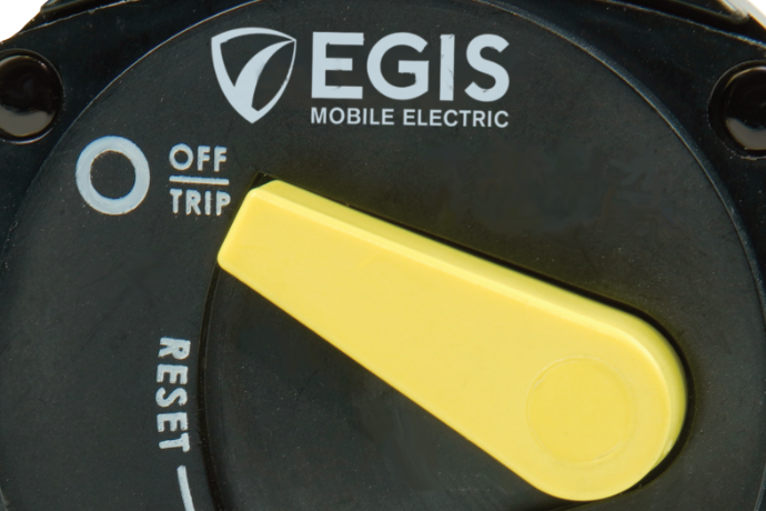 Egis Mobile Circuit Breaker, 87 Series, 40 Amp, Switchable/ Manual Reset, Single, 48 Volt DC, Panel Mount – 4707-040
