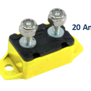 Egis Mobile Circuit Breaker, 20 Amp, Type 3 Manual Reset, Single, 28 Volt DC, Yellow, No 10-32 Stud Terminal – 4730-20