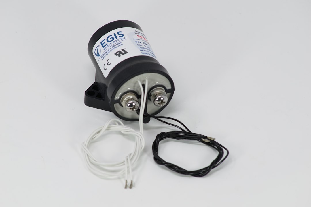 Egis Mobile Electrical Contactor, 100 Amp/ 8 to 16 Volt DC, 5.5 Watt, Single Pole Single Throw Normally Open, M5-0.8 Stud Terminal, Side Mount – 7024