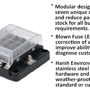 Egis Mobile Fuse Block, 36 Volt DC/ 30 Amp, IN-Line Type, With 6 Circuit Positions, Uses Ato/ Atc/ ATF Blade Style Fuses – 8025