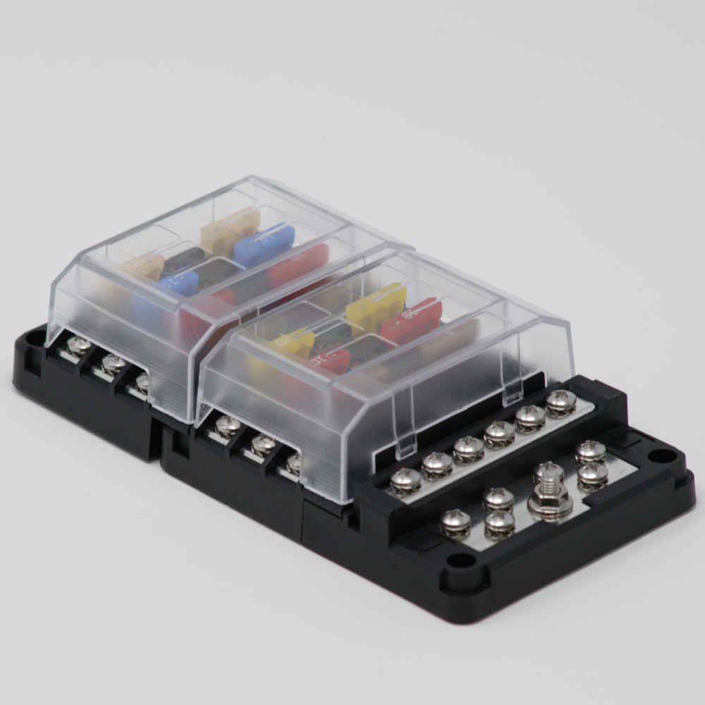 Egis Mobile Fuse Block, 36 Volt DC/ 30 Amp, IN-Line Type, With 12 Circuit Positions, Uses Ato/ Atc/ ATF Blade Style Fuses – 8026
