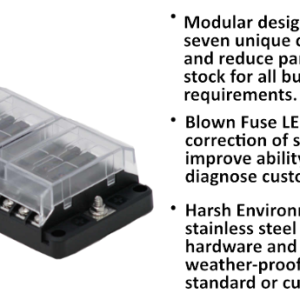 Egis Mobile Fuse Block, 36 Volt DC/ 30 Amp, IN-Line Type, With 12 Circuit Positions, Uses Ato/ Atc/ ATF Blade Style Fuses – 8026