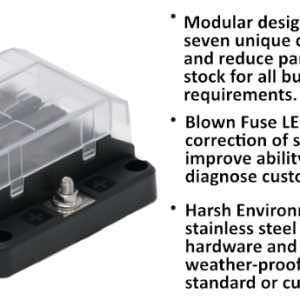Egis Mobile Fuse Block, 36 Volt DC/ 30 Amp, IN-Line Type, With 6 Circuit Positions, Uses Ato/ Atc/ ATF Blade Style Fuses – 8028