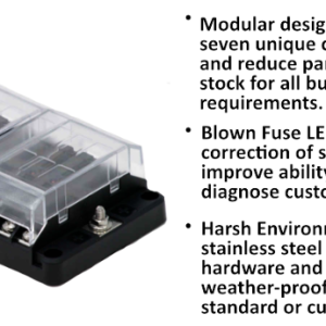 Egis Mobile Fuse Block, 12 to 24 Volt DC/ 30 Amp, IN-Line Type, With 12 Circuit Positions, Uses Ato/ Atc/ ATF Blade Style Fuses – 8029