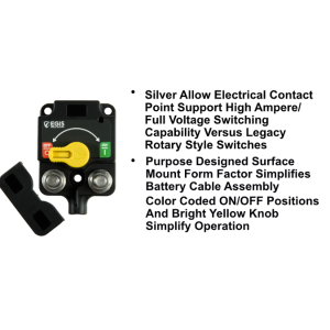 Egis Mobile Battery Disconnect Switch, 8 to 36 Volt DC, Rotary Switch, 500 Amp, With Protective Cover, IP67/IP6K9K Protection Rating – 8710-1900