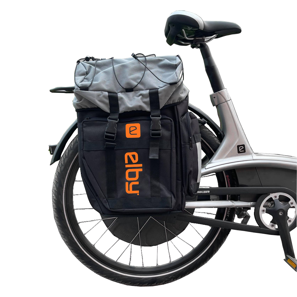 Elby Bikes Bicycle Pannier Bag, For Use with Elby Bicycle Rack, With Side Pocket, Zipper Closure, With Strap, Water Proof – E08152
