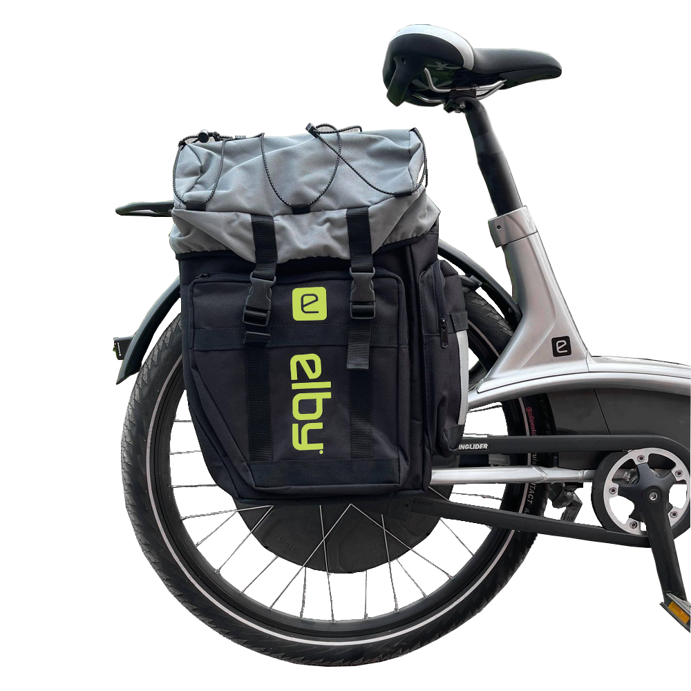 Elby Bikes Bicycle Pannier Bag, For Use with Elby Bicycle Rack, With Side Pocket, Zipper Closure, With Strap, Water Proof – E08157
