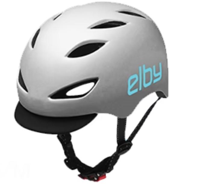 Elby Bikes Bicycle Helmet, Urban Commuter, Open Face, 20 Inch to 22 Inch, Putty with Blue Logo, 8 Vents, With Visor – E0916SM