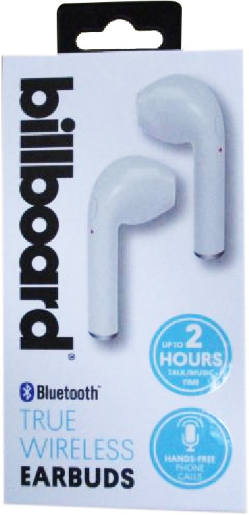 Esi Cases Headphones, Billboard, For Bluetooth Capable Cellphones/ Tablets/ Pcs, Bluetooth Wireless, 45 Mah Battery Per Bud, White, 2 Earbuds – BB1836