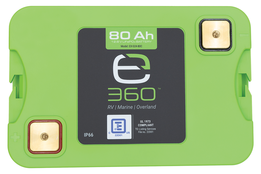 Expion 360 Battery, Group 24, 12.8 Volt DC, 80 Ampere, 1024 Wh, Lithium, M8 X 1.25 Terminal – EX-G24-80C