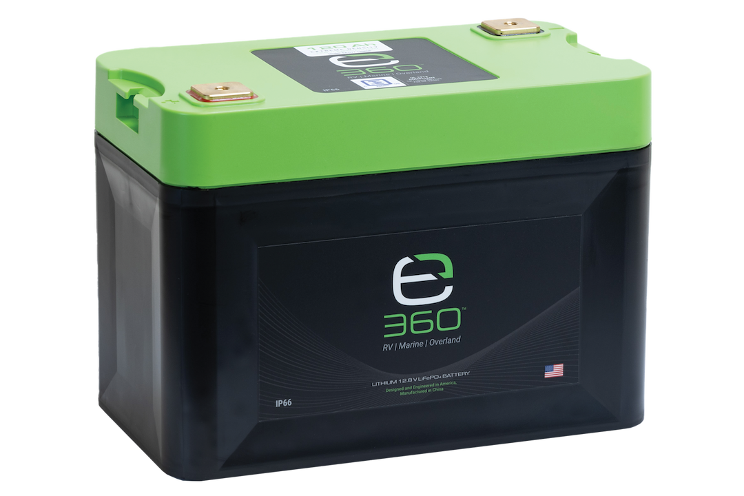 Expion 360 Battery, Group 27, 12.8 Volt DC, Top M8-1.25 Brass Terminal, Lithium, 11.93 Inch Length, 6.81 Inch Width, 8.82 Inch Height – EX-G27-120-XD