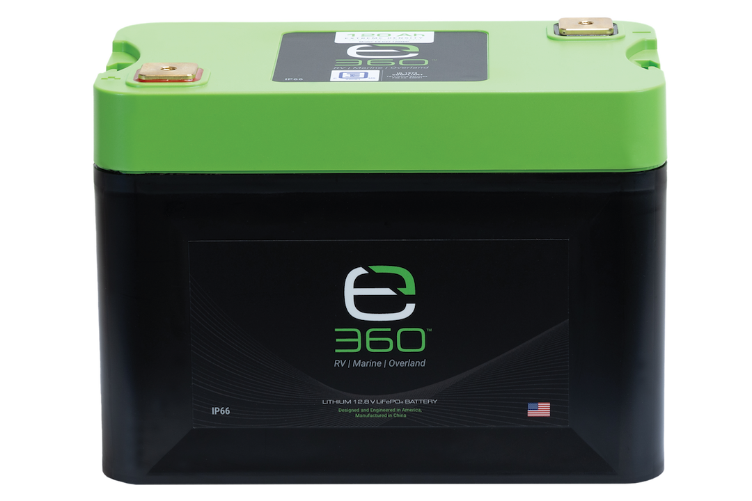 Expion 360 Battery, Group 27, 12.8 Volt DC, Top M8-1.25 Brass Terminal, Lithium, 11.93 Inch Length, 6.81 Inch Width, 8.82 Inch Height – EX-G27-120-XD