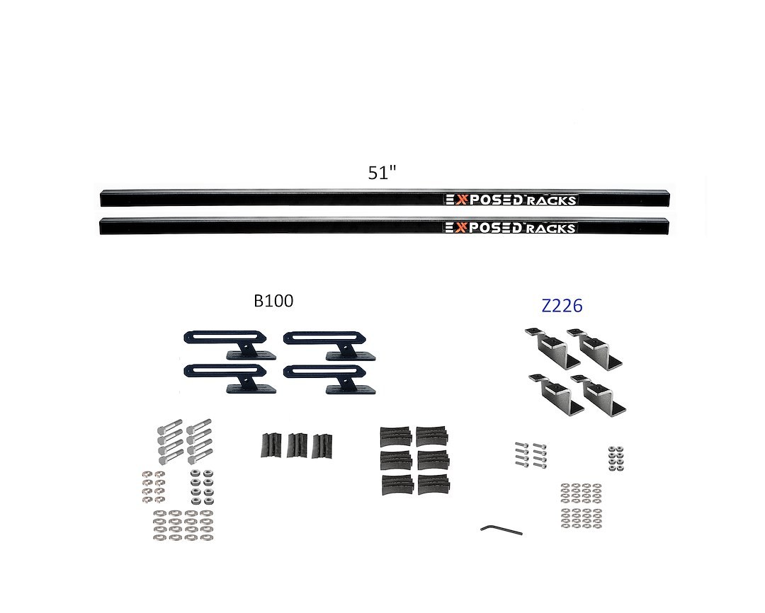Exposed Rack Roof Rack, Weekender ®, Universal with 51 Inch Solid Crossbars Length/ 1 Inch High – 8-00-7666-BK