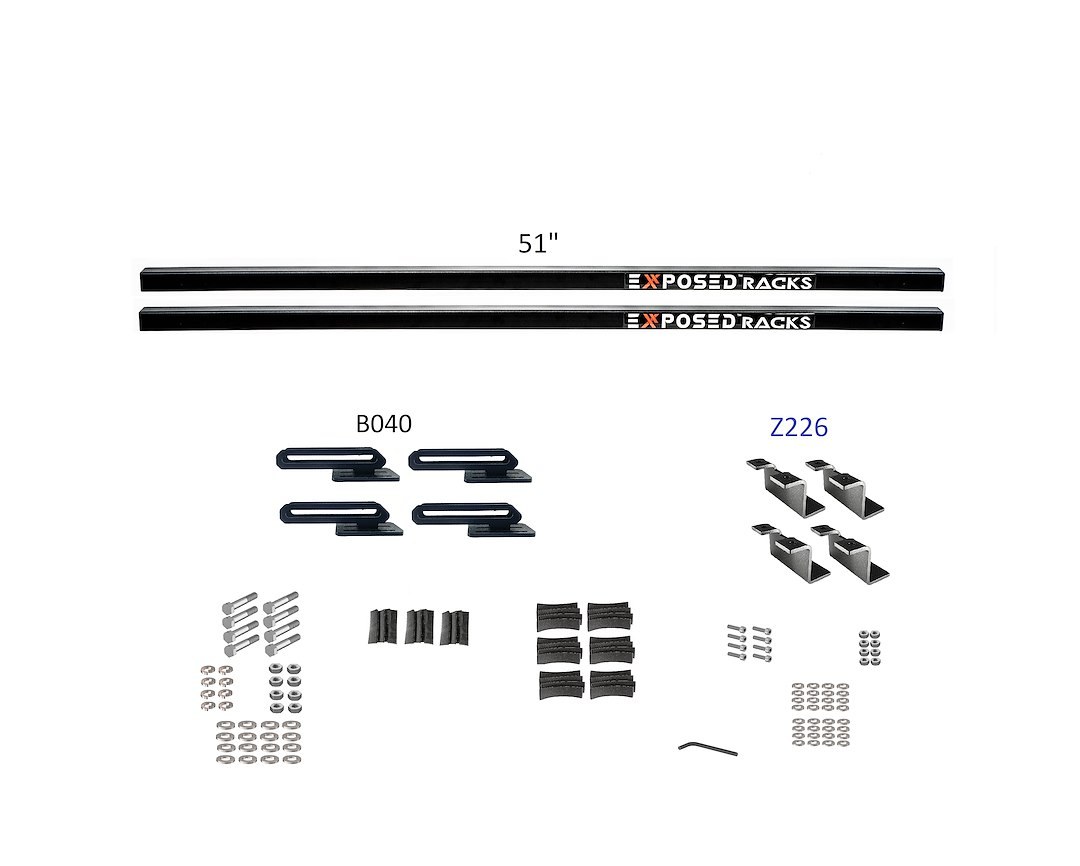 Exposed Rack Roof Rack, Weekender ®, Universal with 51 Inch Solid Crossbars Length/ 3/8 Inch High – 8-00-7676-BK