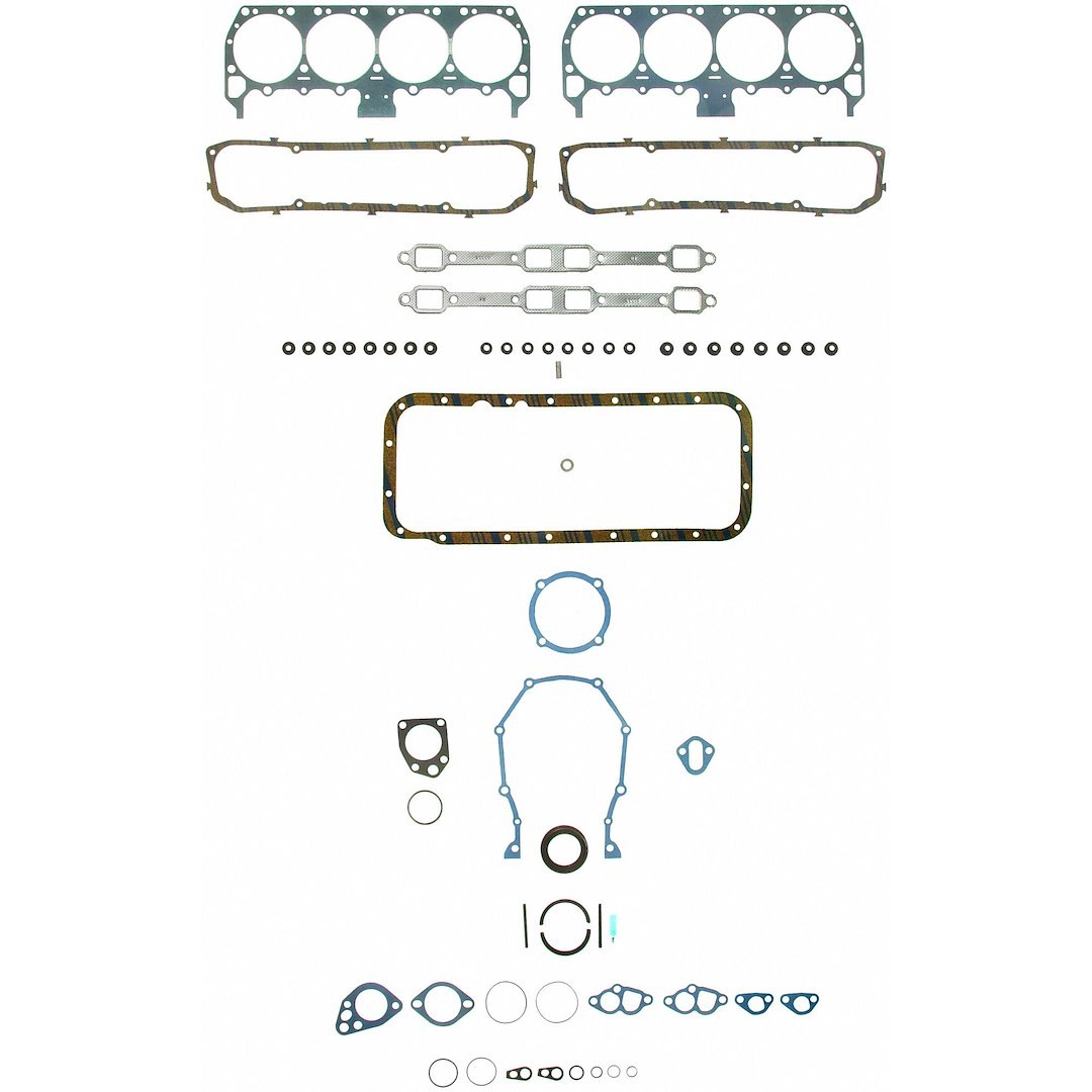 Fel-Pro Engine Gasket Set, OE-Replacement, With Premium Valve Stem Seals, For Use with 6 Bolt Valve Covers – 260-1001