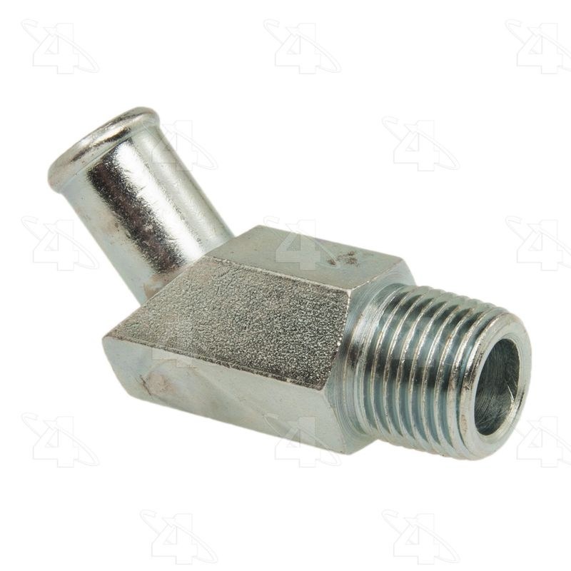 Four Seasons Heater Control Valve, 45 Degree Heater Fitting, Shouldered Hex Design, 5/8 Inch Hose to 1/2 Inch NPT, Steel – 84505