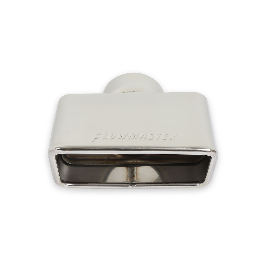 Flowmaster Exhaust Tail Pipe Tip, 2-1/2 Inch Inside Diameter Inlet, 3 Inch Height X 5-1/2 Inch Width Outlet, 304 Stainless Steel, Rectangle – 15354