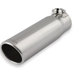 Flowmaster Exhaust Tail Pipe Tip, 3 Inch Inlet, 3-1/2 Inch Outlet, Stainless Steel, Round, Angled Cut, Rolled Edge, 12 Inch Length – 15363