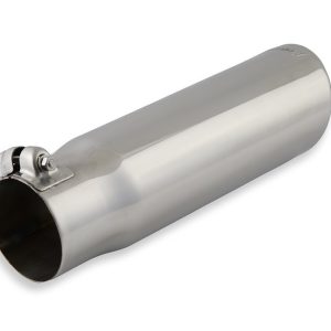 Flowmaster Exhaust Tail Pipe Tip, 3 Inch Inlet, 3-1/2 Inch Outlet, Stainless Steel, Round, Angled Cut, Rolled Edge, 12 Inch Length – 15363