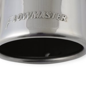 Flowmaster Exhaust Tail Pipe Tip, 3 Inch Inlet, 3-1/2 Inch Outlet, Stainless Steel, Round, Angled Cut, Rolled Edge, 12 Inch Length – 15363