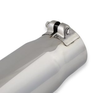 Flowmaster Exhaust Tail Pipe Tip, 3 Inch Inlet, 3-1/2 Inch Outlet, Stainless Steel, Round, Angled Cut, Rolled Edge, 12 Inch Length – 15363