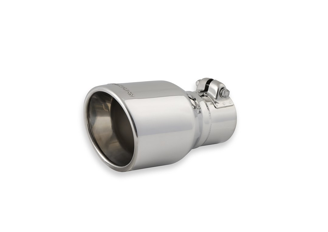 Flowmaster Exhaust Tail Pipe Tip, 2-1/2 Inch Inlet, 4 Inch Outlet, Stainless Steel, Round, Angled Cut, Rolled Edge, 7-1/2 Inch Length – 15365
