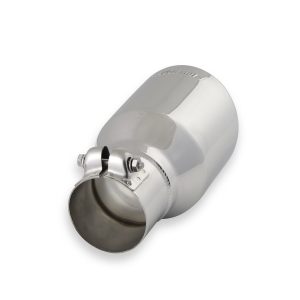 Flowmaster Exhaust Tail Pipe Tip, 2-1/2 Inch Inlet, 4 Inch Outlet, Stainless Steel, Round, Angled Cut, Rolled Edge, 7-1/2 Inch Length – 15365