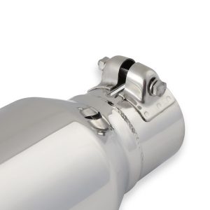 Flowmaster Exhaust Tail Pipe Tip, 2-1/2 Inch Inlet, 4 Inch Outlet, Stainless Steel, Round, Angled Cut, Rolled Edge, 7-1/2 Inch Length – 15365