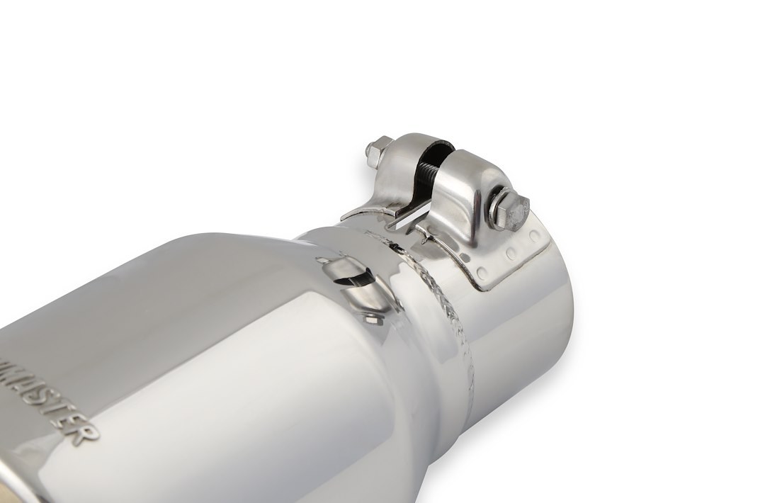Flowmaster Exhaust Tail Pipe Tip, 2-1/2 Inch Inlet, 4 Inch Outlet, Stainless Steel, Round, Angled Cut, Rolled Edge, 7-1/2 Inch Length – 15365