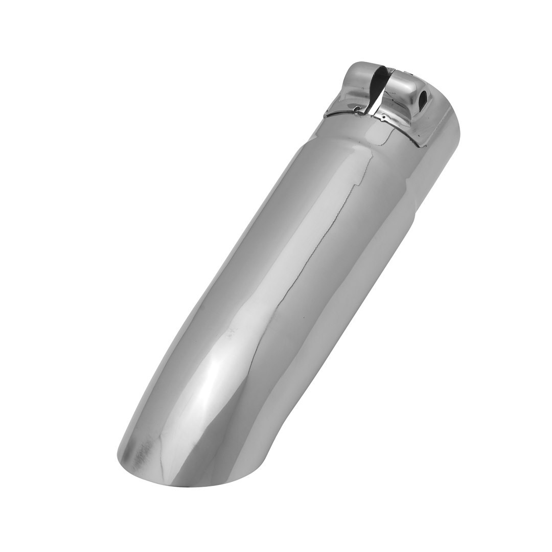 Flowmaster Exhaust Tail Pipe Tip, 2-1/2 Inch Inlet, 2-3/4 Inch Outlet, Stainless Steel, Round, Angled Cut, Straight Edge, 10 Inch Length – 15379